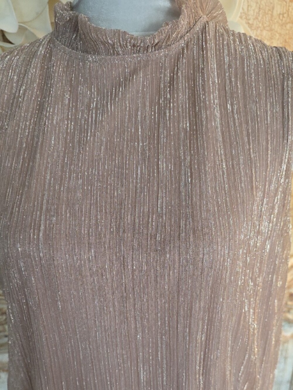 Adiva Metallic Blush Pink Sleeveless High-Neck Camisole - Picture 5 of 9